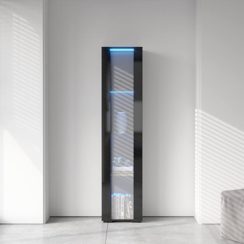 Tall Storage Cabinet with LED Lights 12 Colors