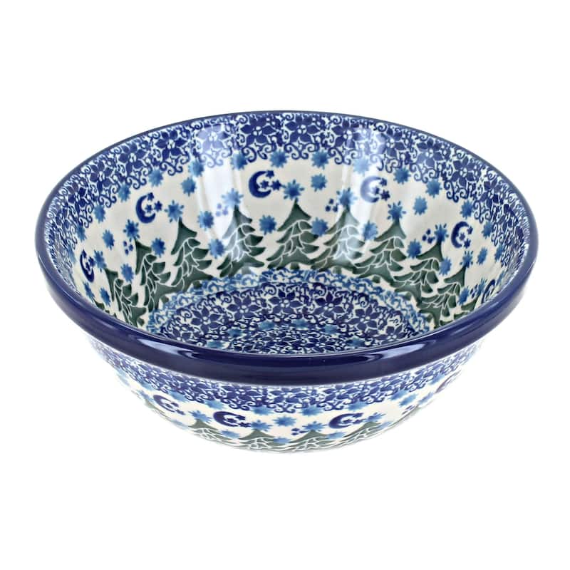 Blue Rose Polish Pottery Ceramika Artystyczna Cereal Bowl - Evergreen Magic