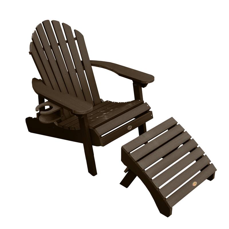 Mandalay Outdoor Chair, Ottoman, and Cupholder Set - Weathered Acorn