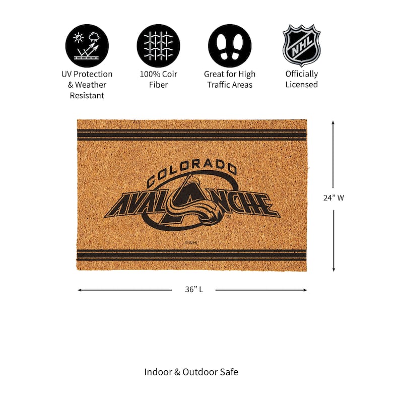 Colorado Avalanche Monochrome Indoor/Outdoor Coir Door Mat