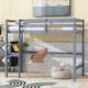 preview thumbnail 4 of 53, Loft Pine Wood Bed Frame with Safety Guardrail,Built-In Desk,Ladder,Twin Size