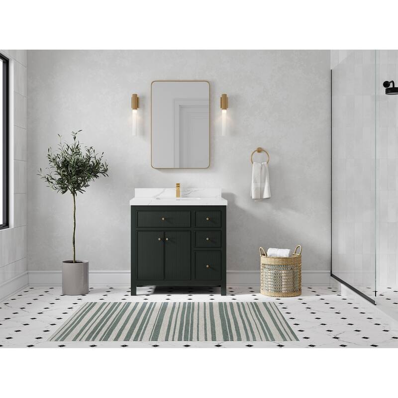 Willow Collections 36 in W x 22 in D Sonoma Center Sink Free Standing Reeded Bathroom Vanity with Countertop