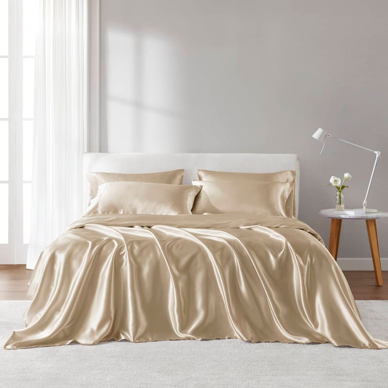 Madison Park Essentials Satin Luxury 6 PC Sheet Set - Twin - Champagne