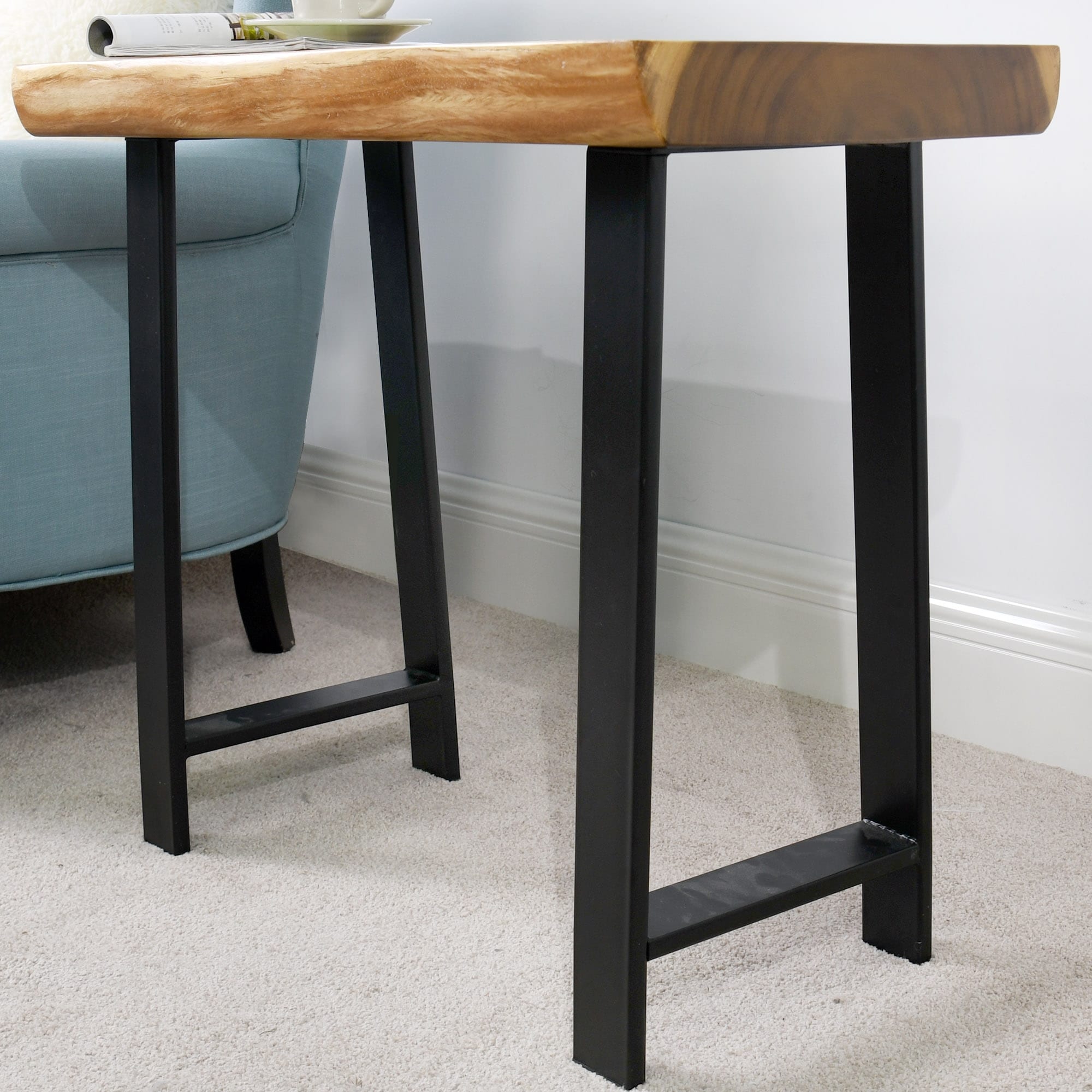 Natural Wood Rectangle Coffee Side Table 31"x14"x26"