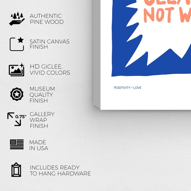 Wynwood Studio Canvas Typography and Quotes Gelato Not War Blue and Pastel Orange Modern & Contemporary Wall Art Canvas Print