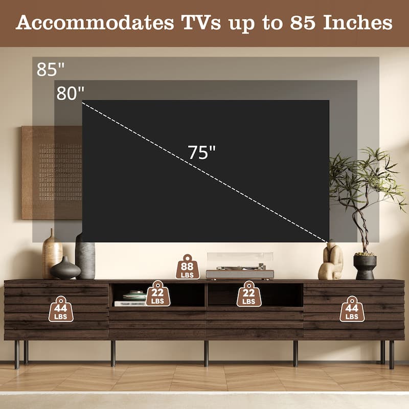 86 in with Solid Wood Legs TV Stand for TVs up to 90 in - n/a