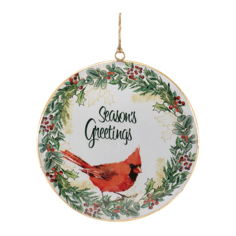 Seasons Greetings Cardinal Disc Ornament (Set of 6) - N/A