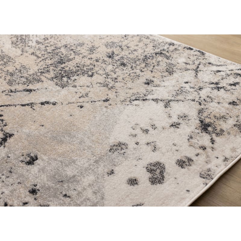 Grey Paint Splatter Abstract High-Traffic Rug