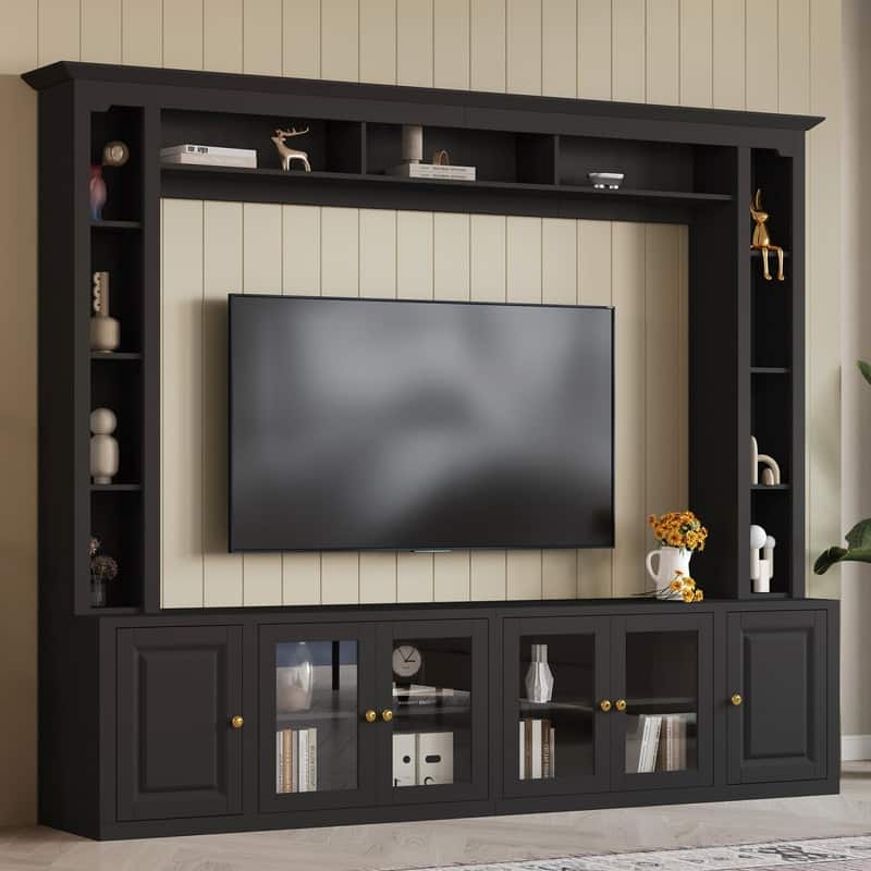 92" Modern 4-Piece Entertainment Center Wall Unit Media Console with Bookshelves for TVs Up to 80"