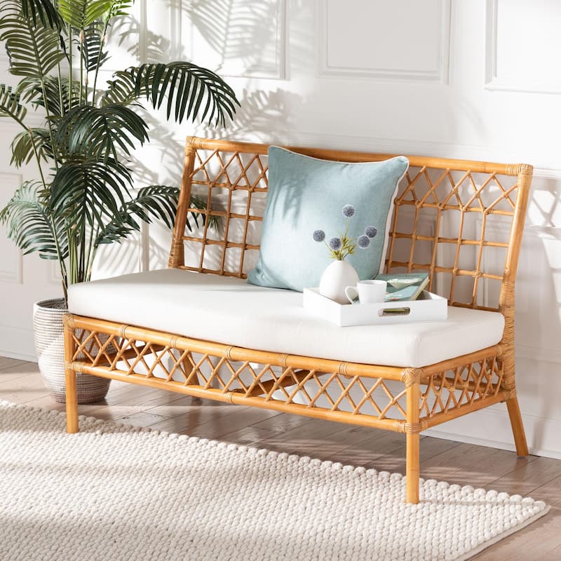 Capella Modern Bohemian Honey Rattan Dining Bench