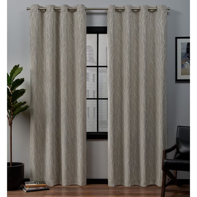 Exclusive Home Forest Hill Woven Room Darkening Blackout Grommet Top Curtain Panel Pair - 52x84 - Linen
