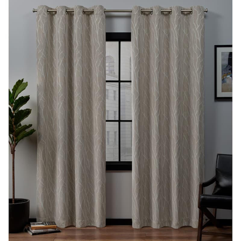 ATI Home Forest Hill Woven Room Darkening Blackout Grommet Top Curtain Panel Pair - 52x84 - Linen