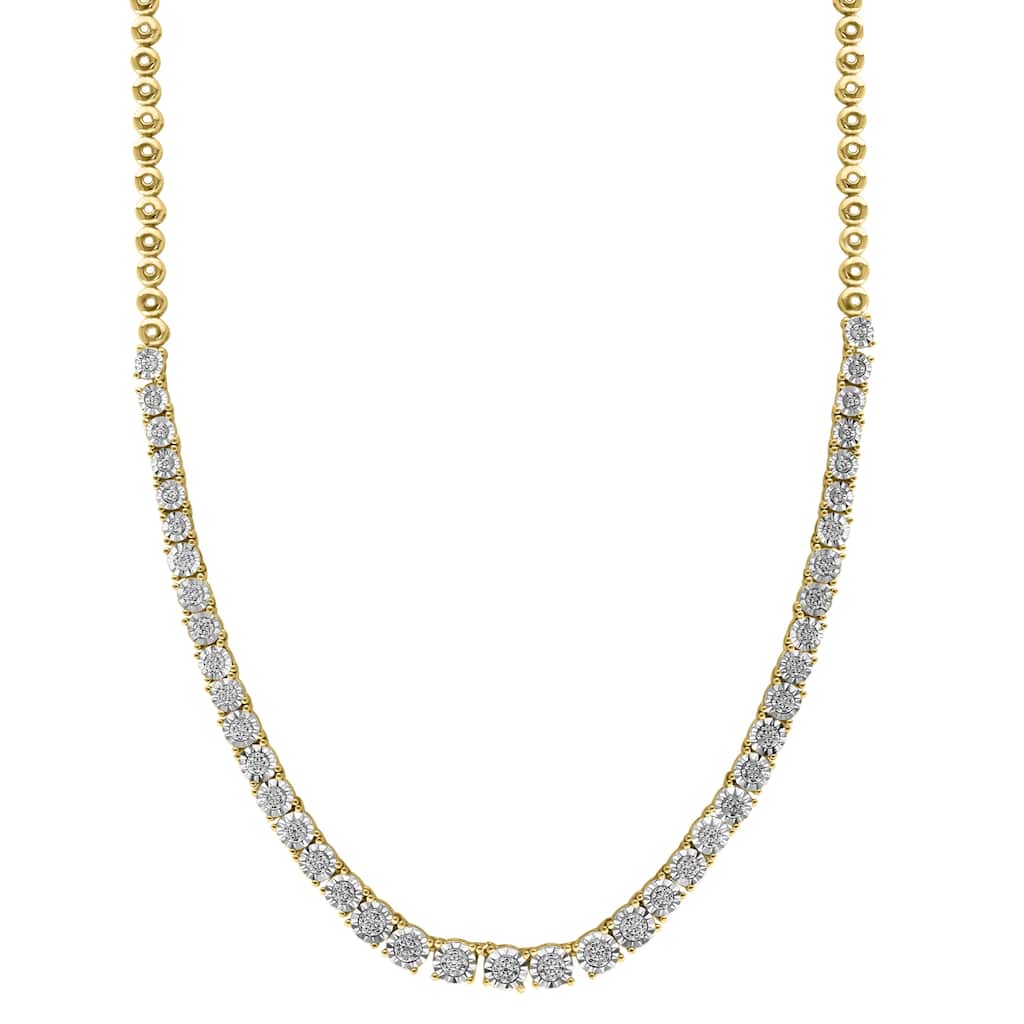 EFFY Gold over 925 Silver Diamond Tennis Necklace
