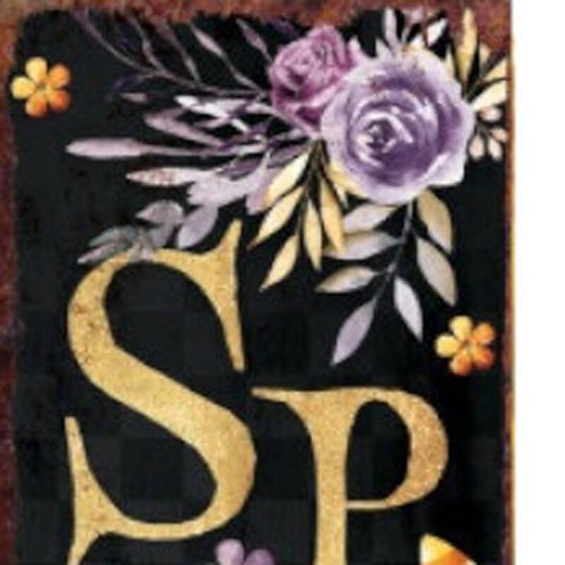 HomeRoots 36" Black Gold And Purple Solid Wood Spooky Halloween Skull Porch Sign