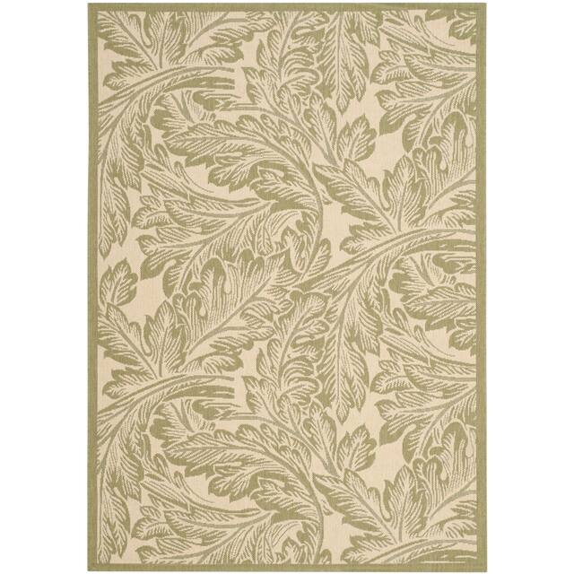SAFAVIEH Courtyard Bettyjane Tropical Leaves Indoor/ Outdoor Area Rug