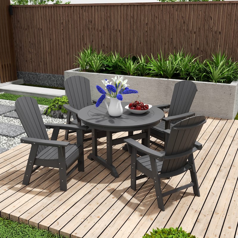 Altura 5-Piece Round Poly Eco-Friendly All Weather Outdoor Dining Set - Gray