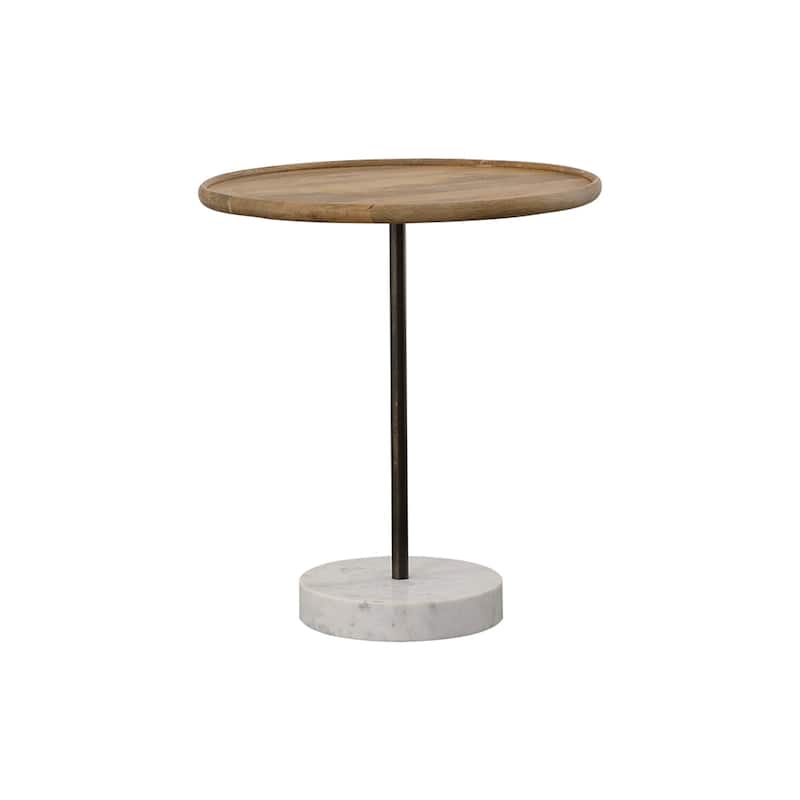 Ginevra 24-inch Wood Top Marble Base Table