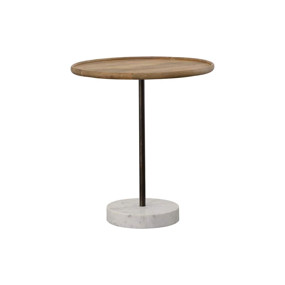 Ginevra 24-inch Wood Top Marble Base Table