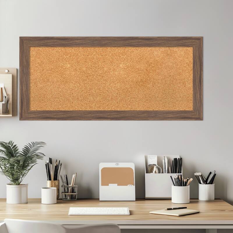 Pia Medium Brown Narrow Framed Cork Board - Bulletin Board, Organization Board, Pin Board