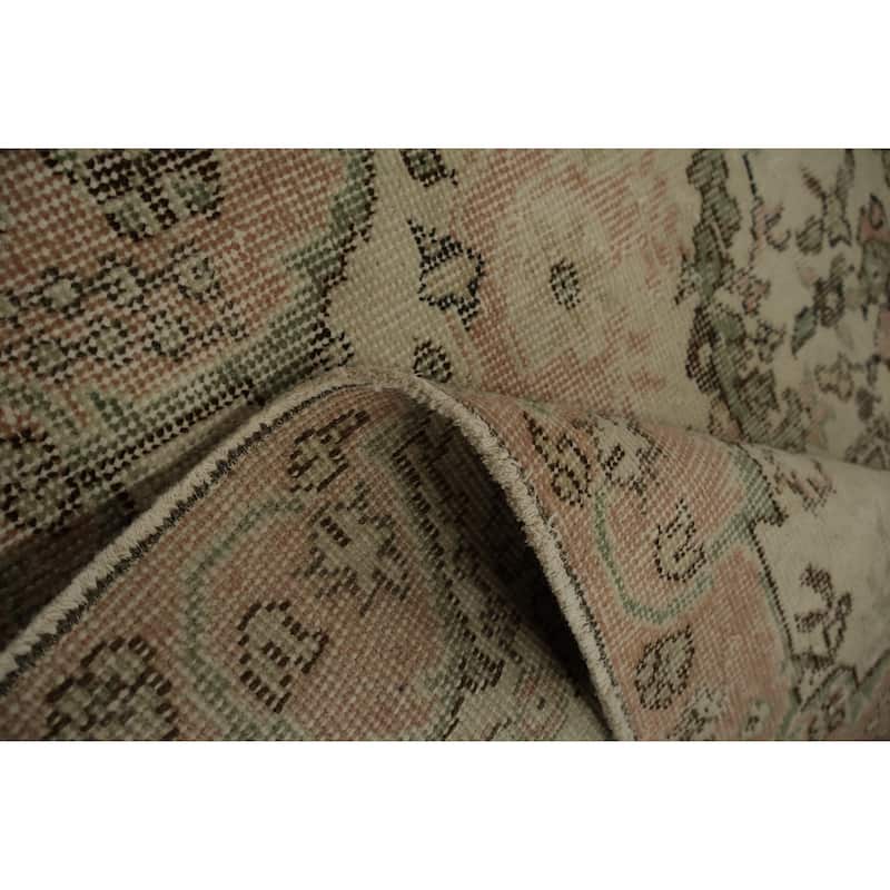 Hand Knotted Oriental 100% Wool Carpet Transitional Floral Beige & Ivories Anatolian Area Rug - 9' 2'' X 5' 3''