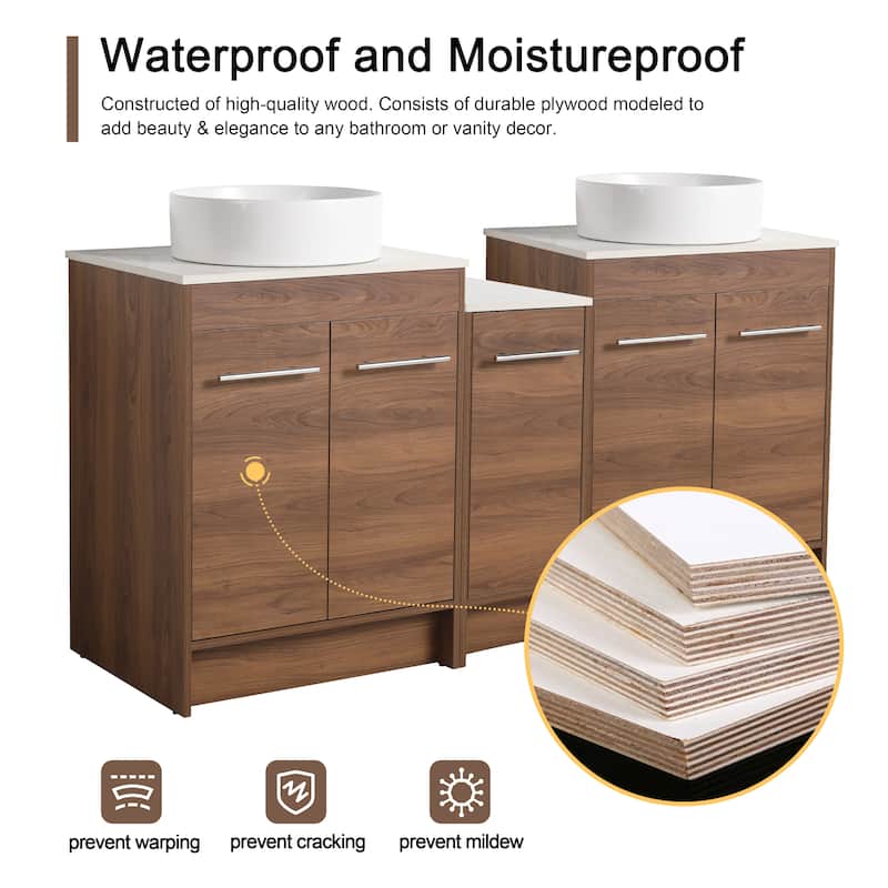 Malwee 24"/36"/48"/60" FreeStanding Bathroom Vanity, Floor Stand Bathroom Vanity with Ceramic Sink,Soft Close Door and Shelf