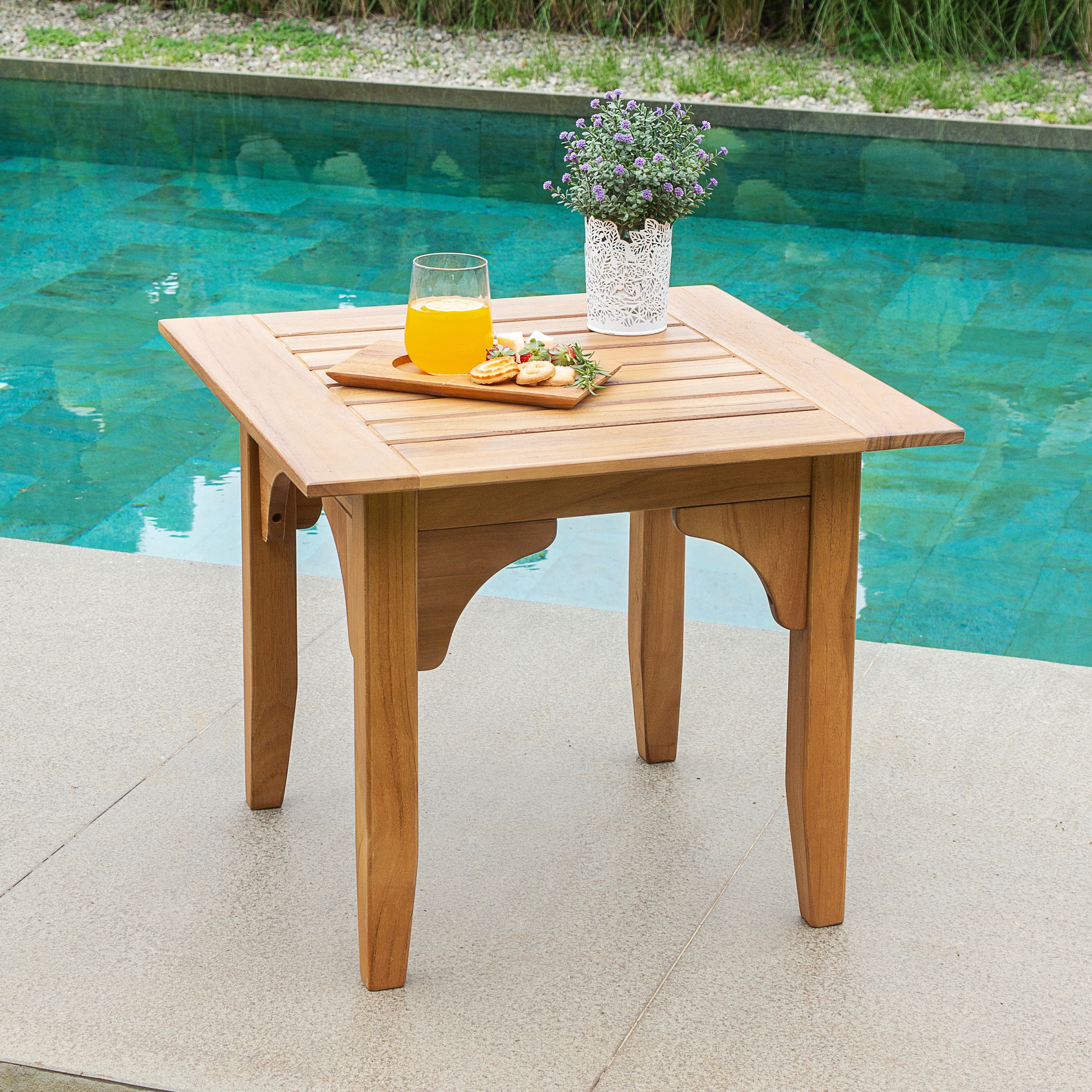 Cambridge Casual Leon 3-Piece Teak Patio Chat Set with Cushions-image