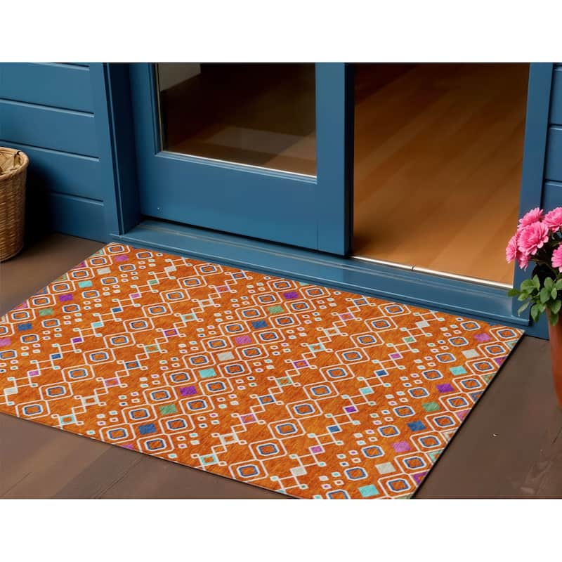 HomeRoots Geometric Modern Rectangle Outdoor Rug - 3' x 5'