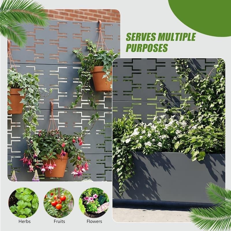 Metal Planter Box with Trellis Privacy Screen Planter Box with Lockable Wheels