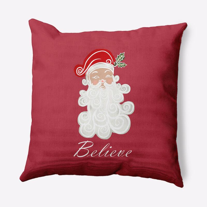 Believe in Santa Christmas Indoor/Outdoor Throw Pillow - 18" x 18" - Muted Red