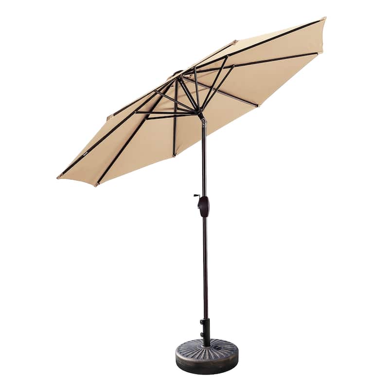 Lopes 9-foot Patio Umbrella with Bronze Finish Base Weight Stand Included