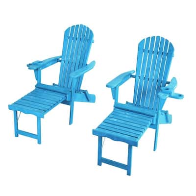 Sky Blue Adirondack Chaise Lounge Foldable Chair (2 pack) - Two Chairs