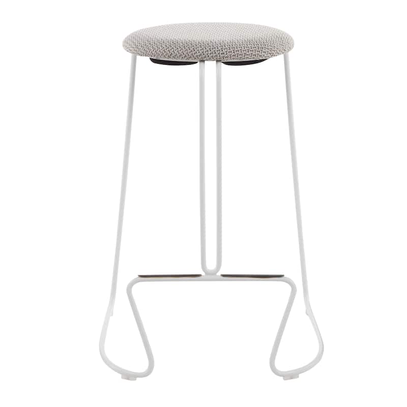 Finn Counter Stool in White Steel and Charcoall Fabric - Set of 2 - 19.5"Lx18"Wx25.75"H