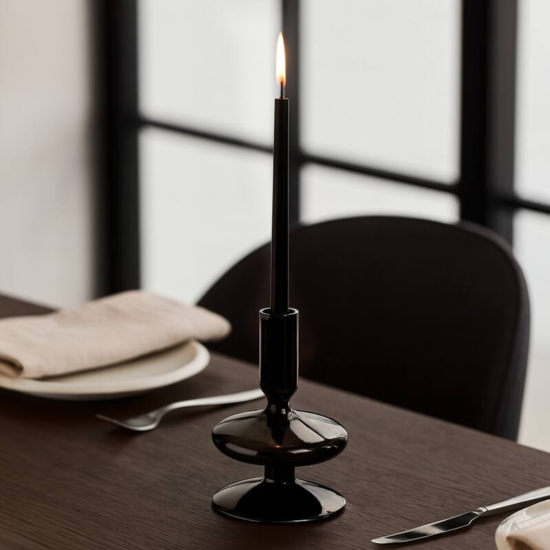 Modern Bubble Glass Candle Holder with Rounded Accent Base
