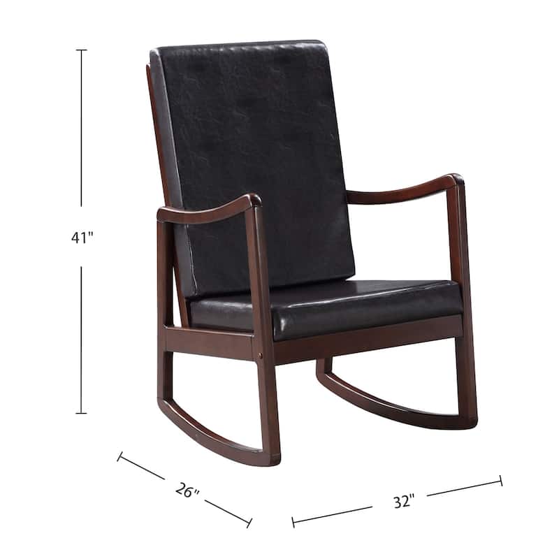 PU Upholstered Rocking Chair in Dark Brown and Espresso