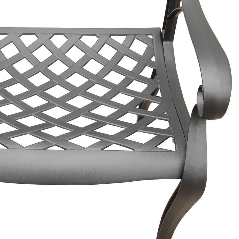 Modern Ornate Outdoor Mesh Aluminum 68-in Rectangular Patio Dining Set with Six Chairs - N/A