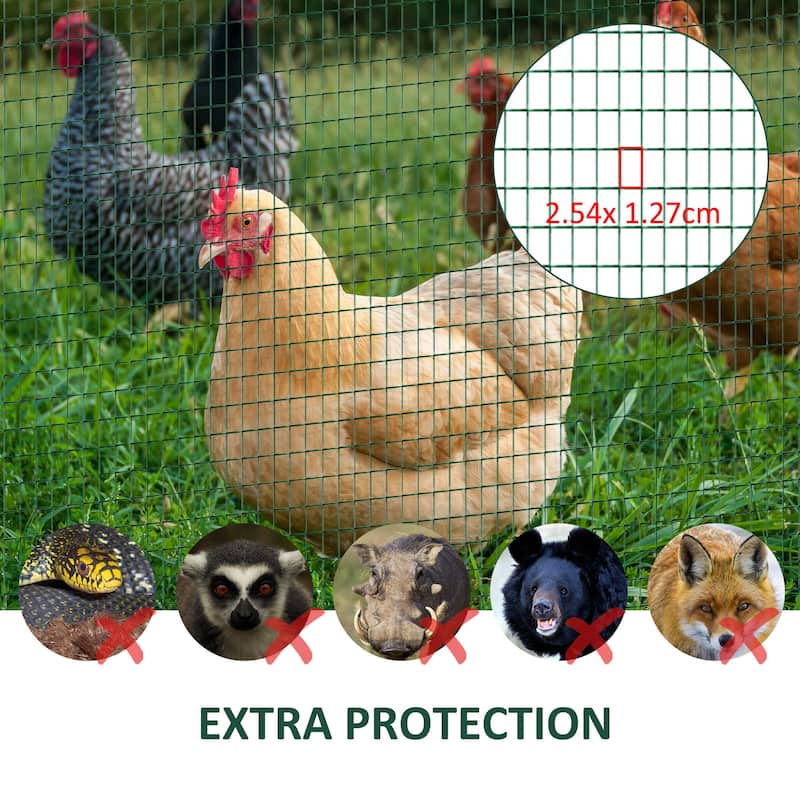 PawHut 98' L x 35.5" H Hardware Cloth, 1/2 x 1 Inch Wire Mesh Fence Netting Roll for Aviary, Chicken Coop - 98' L x 35.5"