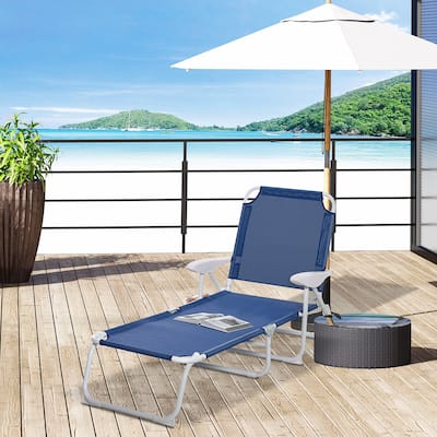Outdoor sun loungers with adjustable folding armrests