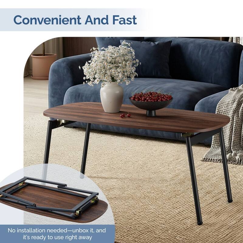 39'' Foldable Coffee Table Side Table with no Storage for living room