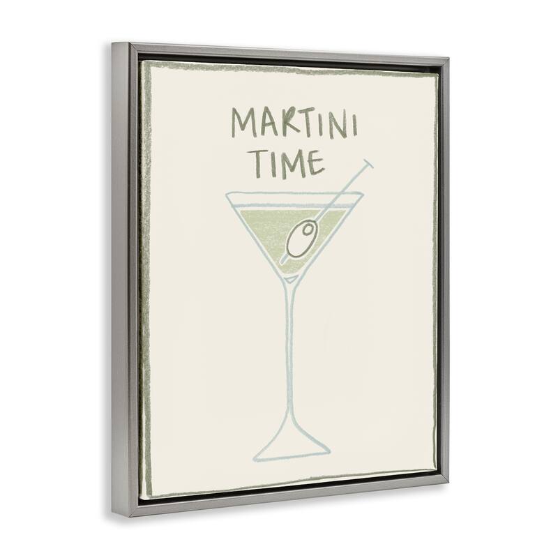 Stupell Minimal Martini Time Framed Floater Canvas Wall Art Design By Grace Popp