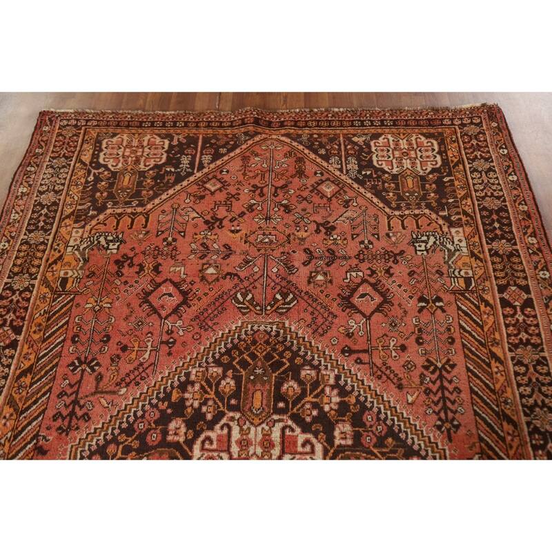Handmade Vegetable Dye Shiraz Persian Vintage Area Rug - 5'1"x 7'10"