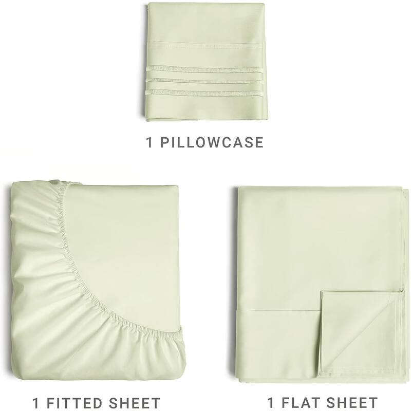 CGK Linens 4 Piece Solid Microfiber Deep Pocket Soft Bed Sheet Set