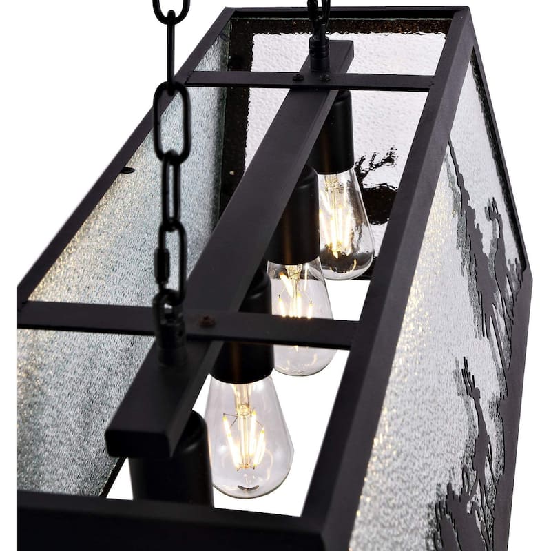 Vintage Metal Island Light Fixture 4-Light Hanging Pendant Lighting - N/A