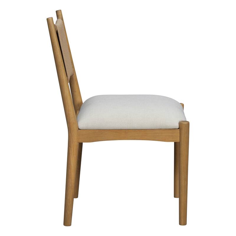 Christopher Knight Home - Mid-Century Set of 2 Upholstered Dining Chair with Woven Paper Rope Back