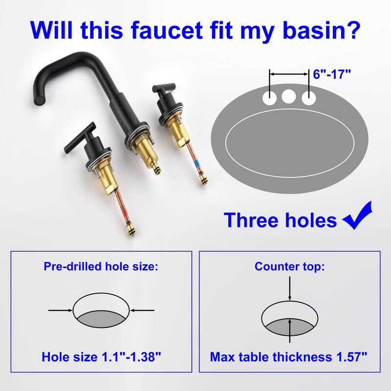 Widespread Bathroom Sink Faucet 3 Holes Bathroom Faucet 8 Inch Double Handle Vanity Basin Faucets