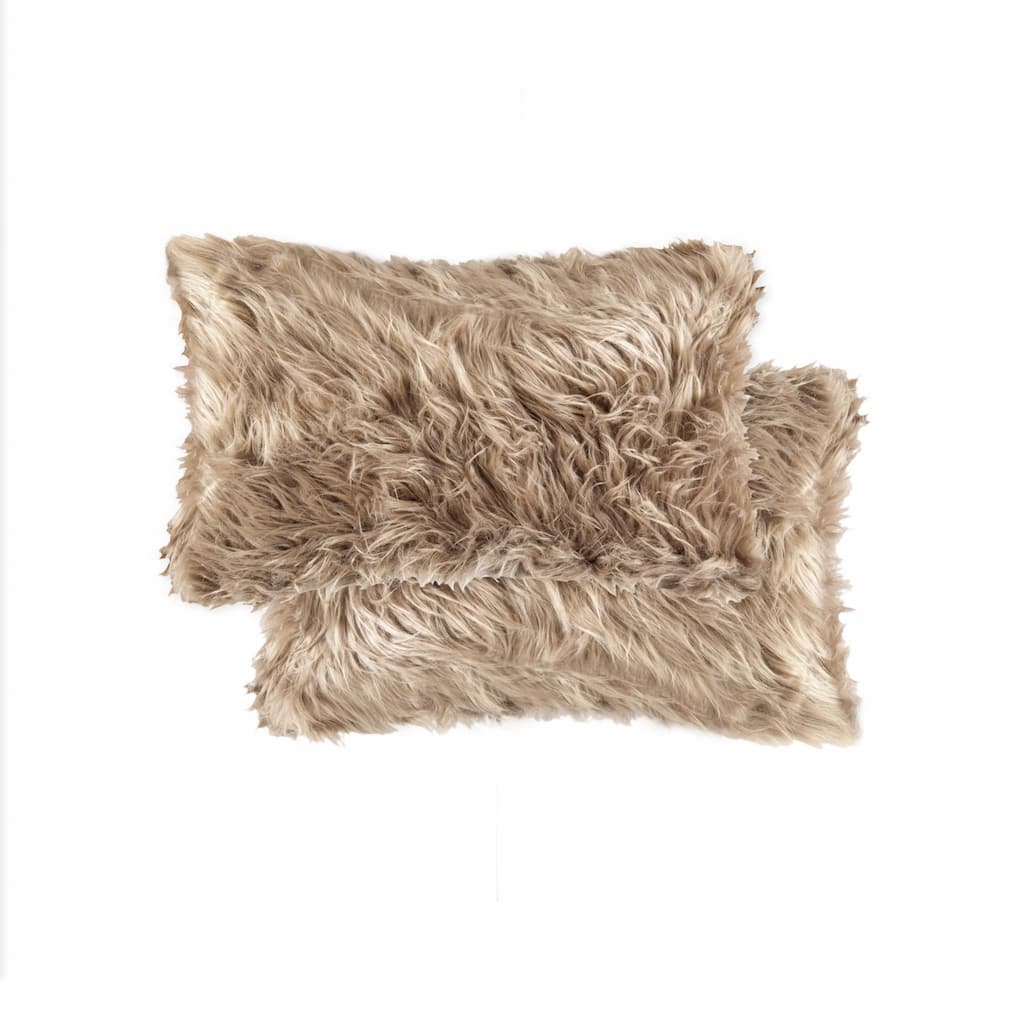 12" x 20" x 5" Tan Faux Pillow 2 Pack