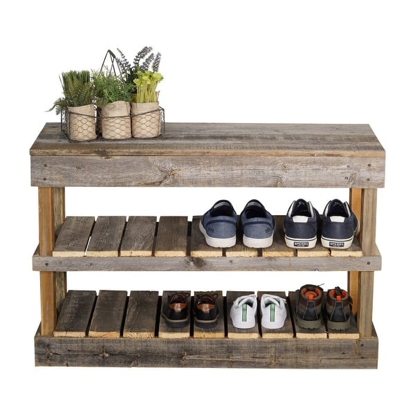 Shop Handmade Del Hutson Designs Barnwood Shoe Rack Overstock 21030648