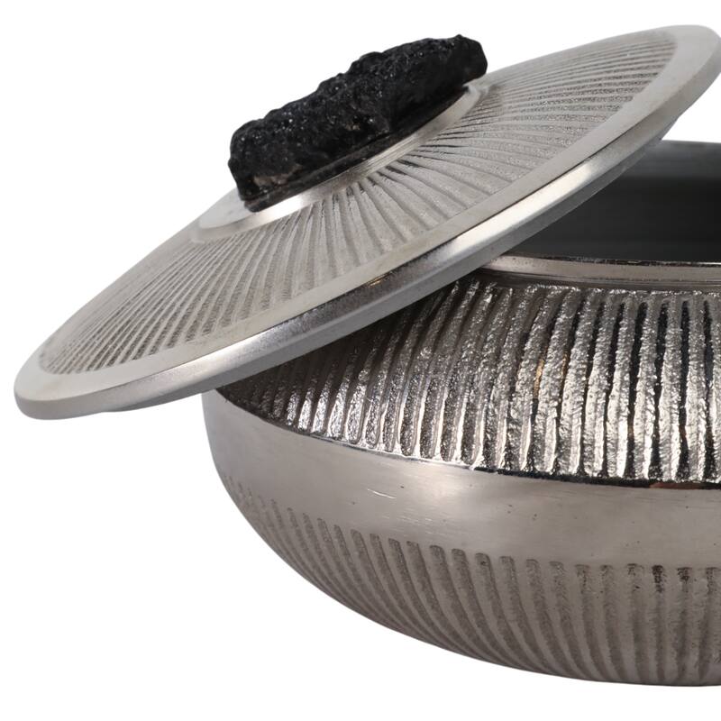 Aluminum Agate Decorative Object Stylish Lidded Textured Sculpture