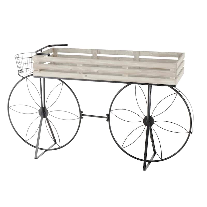 Metal Floral Indoor Plantstand with Flower Inspired Wheels - Cream - Roche River Decor