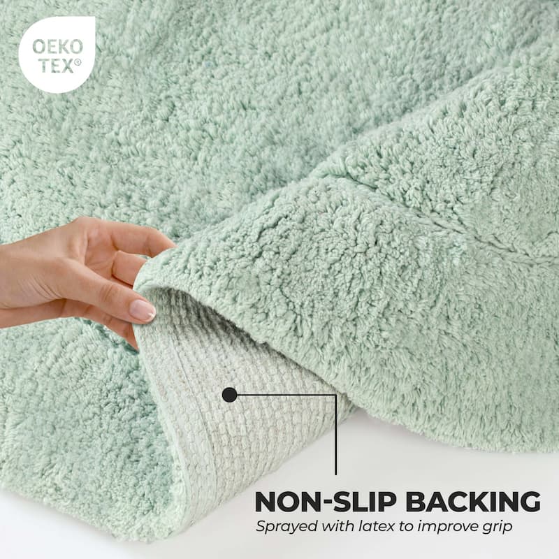 Superior Cotton Non-slip Oval Bath Rug - (Set of 2)
