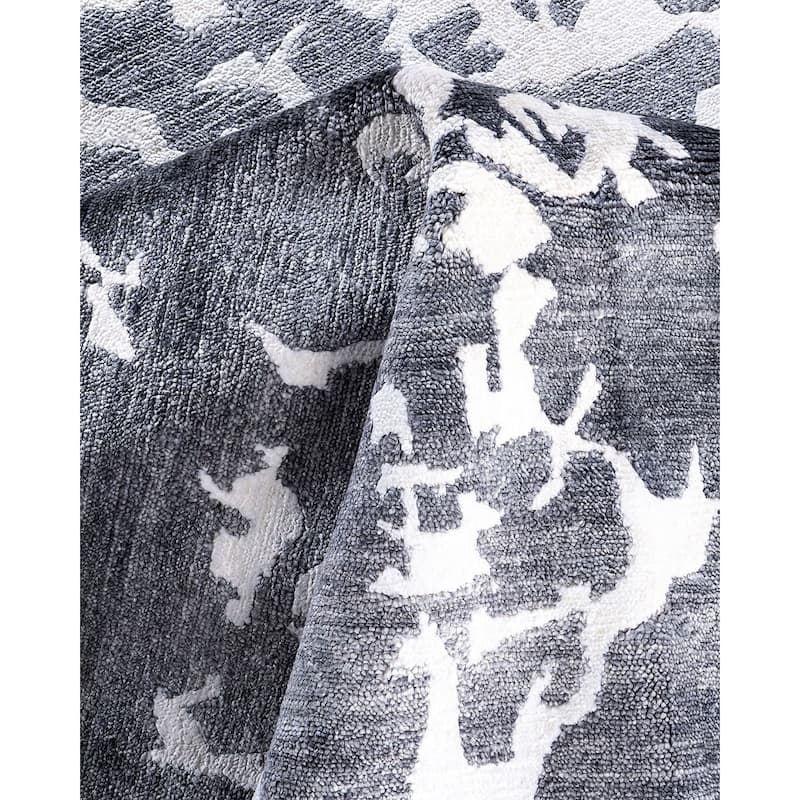 Modern One-of-a-Kind Hand-Knotted Area Rug - Black, 8' 1" x 10' 2" - 8' 1" x 10' 2"